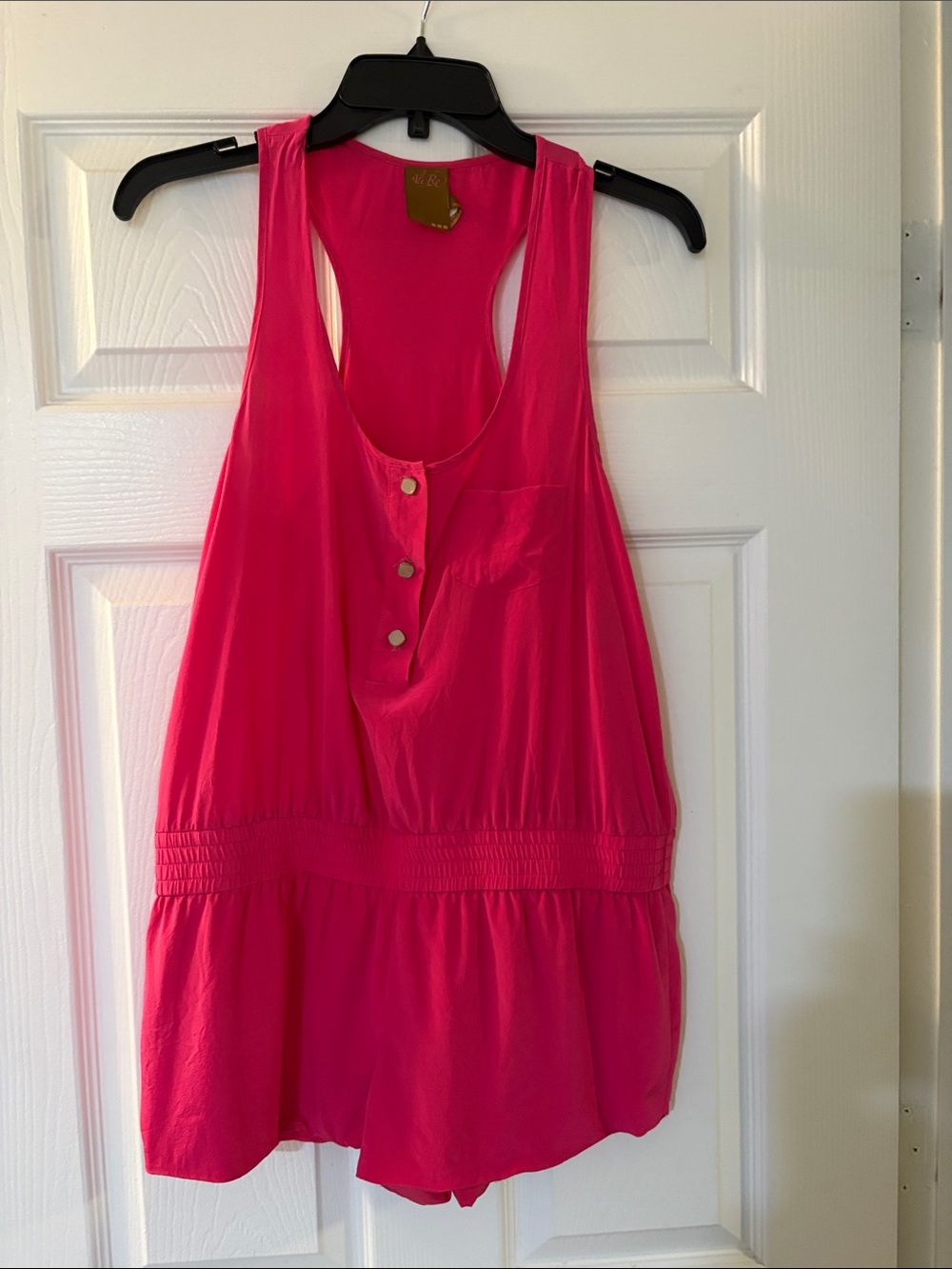 Ali Ro Hot Pink Sleeveless Romper with Button Front